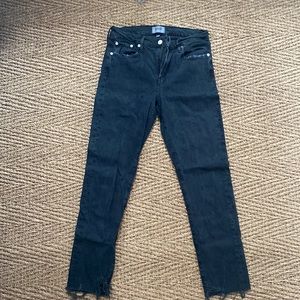 AGOLDE toni fray hem straight leg jeans in black